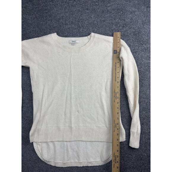 Madewell Sweater Womens XS White Waffle Knit High Low Hem Pullover Longline - Picture 4 of 6